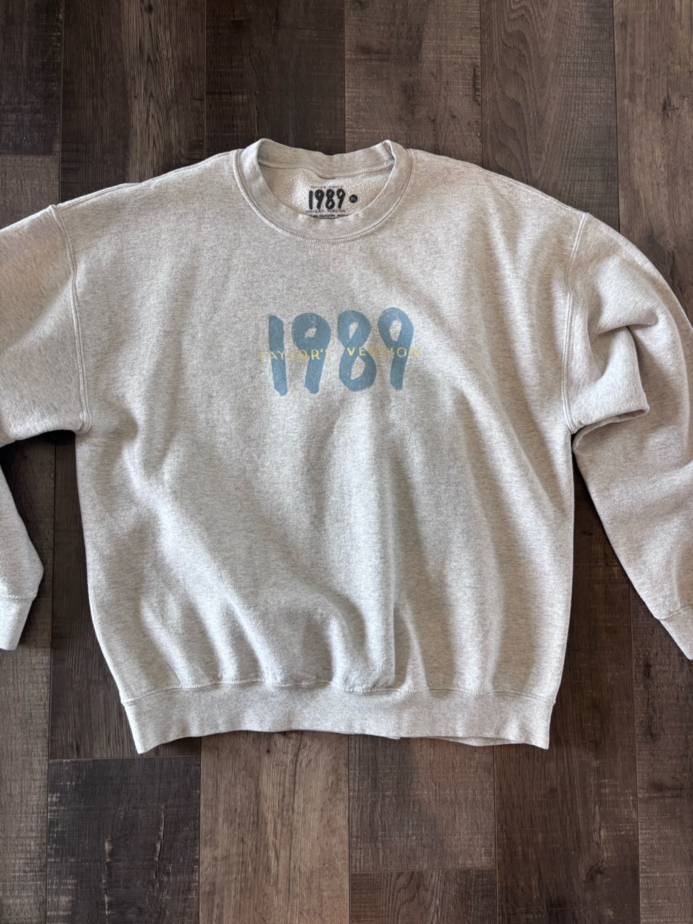 Taylor Swift Gray Crewneck Sweatshirt with Blue '1989' Taylor’s Version Graphic